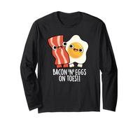Pancetta E Uova sulle Piedi Divertente Cibo Pun Maglia a Manica