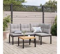 vidaXL Panche Giardino con Cuscini 2pz Nere Acciaio Verniciato Polvere