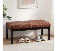 Panche in pelle trapuntata per camera da letto, divano imbottito per ingresso, panca ottomana con cuscino, 106,7 cm, moderna panca in legno imbottita, per soggiorno, sala da pranzo, corridoio, marrone
