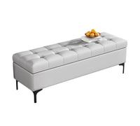 Panche portaoggetti per letto, stile moderno, in pelle, ottomana, per ingresso, rettangolare, con gambe in acciaio, carico 299,4 kg (grigio, 60 cm)