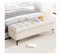Panche portaoggetti per letto, stile moderno, in pelle, ottomana, per ingresso, rettangolare, con gambe in acciaio, carico 299,4 kg (panna, 120 cm)