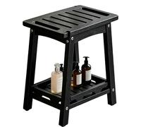Panchetta da Doccia in Plastica, Sgabello Interno Per Doccia con Mensola Portaoggetti, Poltrona da Bagno Spa per Bagno, Seduta o Organizer per Soggiorno(Black,L42cm/16.5in)