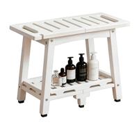 Panchetta da Doccia in Plastica, Sgabello Interno Per Doccia con Mensola Portaoggetti, Poltrona da Bagno Spa per Bagno, Seduta o Organizer per Soggiorno(White,L71cm/27.9in)