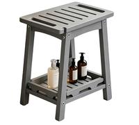 Panchetta da Doccia in Plastica, Sgabello Interno Per Doccia con Mensola Portaoggetti, Poltrona da Bagno Spa per Bagno, Seduta o Organizer per Soggiorno(Gray,L56cm/22.1in)