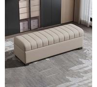 Panchetta imbottita con contenitore, panca da camera da letto con spazio contenitivo, panca da ingresso, sgabello in legno e pelle con vano interno - Adatta a diversi ambienti(D,100cm/39.4in)