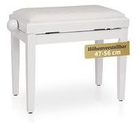 Classic Cantabile Panca per pianoforte bianco lucido - Altezza regolabile da 47 a 56 cm - Sgabello con meccanismo a fuso - Seduta panchetta 55 x 32 cm - Sedia con rivestimento in velluto, stabile