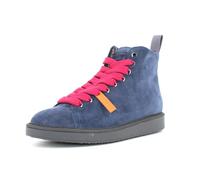 PANCHIC Polacchino da Donna P01 Blu in Suede con Lacci Rossi - P01W007 00332052 - Taglia 38