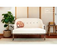 Panchina 2 posti in lino e cotone beige, stile shabby chic, 132x82x88 cm, design retro e confortevole