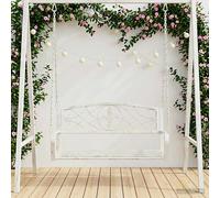 vidaXL Panchina a Dondolo Acciaio 110,5 x 59 x 55 cm Bianco Antico, Panca a dondolo in acciaio moderno, arredamento esterno, sede versatile per il relax, giardino contemporaneo