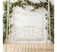 vidaXL Panca altalena in acciaio, 110 x 52,5 x 47 cm, bianco antico, panca in acciaio moderno, mobili da esterno, seduta versatile per rilassarsi, giardino contemporaneo, seduta da patio durevole