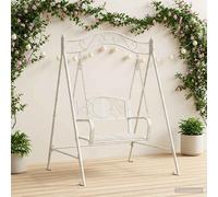 vidaXL Panchina a Dondolo Acciaio 113 x 121,5 x 168 cm Bianco Antico, Amaca da esterno, panchina elegante, arredamento moderno, relax in giardino