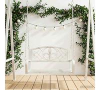 vidaXL Panchina a Dondolo Acciaio 71,5 x 59 x 55 cm Bianco Antico, Panca a dondolo in acciaio moderno, arredamento esterno, sede versatile per il relax, giardino contemporaneo