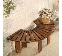 Panchina a forma di ventaglio in legno massello per tutte le stagioni per cortile patio e terrazza, con doghe senza schienale, design semicircolare, ideale per giardini e balconi (marrone)