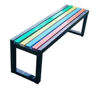 Panchina da balcone per 2 persone, piccola sedia da giardino per esterni, con parte superiore in plastica e legno, telaio in acciaio zincato, ideale per cortili, balconi (colore: nero + colore, 80 x