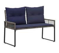 Panchina da Esterno 2 Posti 4 Pezzi 110x59x82 cm Polyrattan Grigio | Cuscini removibili, struttura acciaio, design rustico moderno, resistente al sole, uso giardino patio balcone
