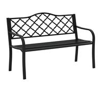 Panchina Da Esterno 2 Posti In Acciaio E Ghisa Con Braccioli E Schienale Decorato, 128x58.5x89cm, Nero
