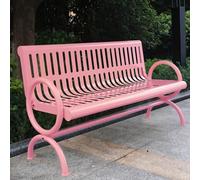 Panchina da Esterno Giardino Acciaio Stampaggio Monoblocco Panche del Parco Rinforzo di Base Panchina di Sosta a Bordo Strada Elevata Capacità Portante per Terrazzo, Esterno, Giardino(Red,1.2m)