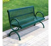 Panchina da Esterno Giardino Acciaio Stampaggio Monoblocco Panche del Parco Rinforzo di Base Panchina di Sosta a Bordo Strada Elevata Capacità Portante per Terrazzo, Esterno, Giardino(Green,1.5m)