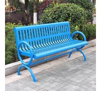 Panchina da Esterno Giardino Acciaio Stampaggio Monoblocco Panche del Parco Rinforzo di Base Panchina di Sosta a Bordo Strada Elevata Capacità Portante per Terrazzo, Esterno, Giardino(Blue,1.5m)