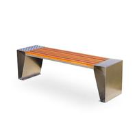 Panchina da Esterno Giardino Metallo Legno Massello Panchine del Parco con Gambe In Acciaio Inox Panca per Il Tempo Libero a Bordo Strada Portata 300kg per Balcone, Terrazzo, Esterno, Giardino