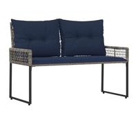 Panchina da Esterno Grigio e Blu Navy 118 x 55 x 82 cm con Cuscini | PE rattan, acciaio verniciato, cuscini removibili, gambe trapezoidali, livellatori regolabili, uso esterno