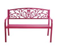 Panchina da Esterno Metallo con Schienale Intagliato Panca da Esterno Acciaio Verniciato ad Alta Temperatura Poltrona da Spogliatoio per Parchi, Balconi, Giardini(Red,130 * 60 * 85.1cm)