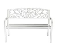 Panchina da Esterno Metallo con Schienale Intagliato Panca da Esterno Acciaio Verniciato ad Alta Temperatura Poltrona da Spogliatoio per Parchi, Balconi, Giardini(White,130 * 60 * 85.1cm)
