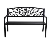 Panchina da Esterno Metallo con Schienale Intagliato Panca da Esterno Acciaio Verniciato ad Alta Temperatura Poltrona da Spogliatoio per Parchi, Balconi, Giardini(Black,130 * 60 * 85.1cm)