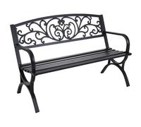 Panchina da Esterno Metallo con Schienale Intagliato Panca da Esterno Acciaio Verniciato ad Alta Temperatura Poltrona da Spogliatoio per Parchi, Balconi, Giardini(Black,130 * 60 * 85cm)