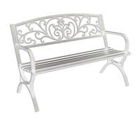Panchina da Esterno Metallo con Schienale Intagliato Panca da Esterno Acciaio Verniciato ad Alta Temperatura Poltrona da Spogliatoio per Parchi, Balconi, Giardini(White,130 * 60 * 85cm)