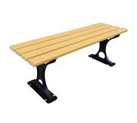 Panchina da Esterno Resistenti Alle Intemperie Panchina da Giardino 2 Posti Doghe in Plastica e Acciaio Gambe in Ghisa Panca da Esterno per Parchi, Piazze, Scuole e Strade(Yellow,120x39x41cm)