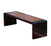 Panchina da Esterno Senza Schienale 2 Posti Panca Esterno per Uso Pubblico Senza Montaggio Panchine da Terrazza Portata 300kg, Seduta per Piazze Scuole Condomini(Black,59.05in(150cm))