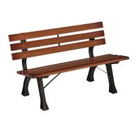 Panchina Da Giardino 2 Posti A Doghe In Ghisa E Legno Di Abete, 120x57x70 Cm, Caffè