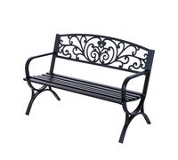 Panchina da Giardino 2 Posti in Ghisa Lavorata Nero 127x60x85 cm