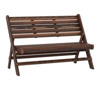 Panchina Da Giardino 2 Posti Pieghevole A Doghe In Legno Di Pino, 122x63x83 Cm, Carbonizzato