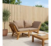 vidaXL Panchina da giardino 3 in 1 con cuscini Naturale, Panca da giardino 3-in-1, lettino regolabile, braccioli flessibili, perfetta per rilassarsi all'aperto
