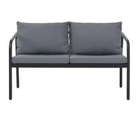 Panchina da giardino a 2 posti con cuscini grigi, struttura in alluminio per terrazza e balcone, resistente alle intemperie e facile da pulire, design moderno per una seduta rilassata all'aperto