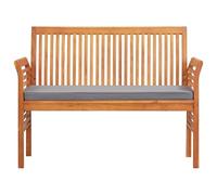 Panchina da giardino a 2 posti, in legno massiccio di acacia con cuscino, larghezza 120 cm, trattata con olio per una lunga durata, perfetta per giardino, terrazza o balcone, mobili da giardino