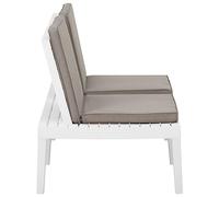 Panchina da Giardino con Cuscini, Plastica Bianca, 130x65x70 cm