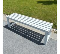 Panchina da giardino con schienale scoperto, struttura in metallo, con doghe per tutte le stagioni, per 2-3 persone, capacità 399,2 kg, 150 cm, portico anteriore, mobili con finitura bianca