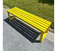 Panchina da giardino con schienale scoperto, struttura in metallo, seduta da parco per 2-3 persone, design per tutte le stagioni, capacità di 399,2 kg, perfetta per veranda e patio, colore: giallo