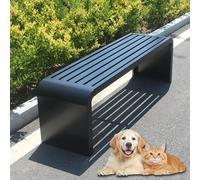 Panchina da giardino con telaio in acciaio per tutte le stagioni, design a doghe rinforzate con travi inferiori per un'elevata capacità di carico, 100 cm, colore nero