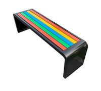 Panchina Da Giardino Dai Colori Dell'arcobaleno, Panchina Da Parco Resistente Angoli Arrotondati Per Un Design Sicuro E Resistente Ai Graffi Adatta Per Parchi(Black,200cm/78.8in)