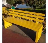 Panchina da giardino ergonomica a 2-3 posti, robusta e resistente alle intemperie, con schienale, perfetta per giardino e balcone, in legno, 150 x 40 cm, giallo