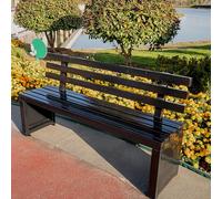 Panchina da giardino ergonomica a 2-3 posti, robusta, resistente alle intemperie, in legno, con schienale, per giardino e balcone, 120 x 40 cm, colore nero