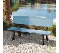 Panchina da giardino ergonomica per esterni con schienale, resistente alle intemperie, per balcone, piscina, portico, terrazza, blu, 150 x 52 x 74 cm