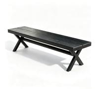 Panchina da giardino esterna, seduta da terrazza senza schienale con telaio | Seduta WPC resistente agli agenti atmosferici, montaggio facile, adatta per cortili, terrazze(Black,59.06in)