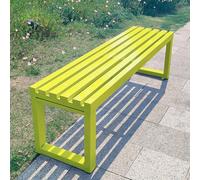 Panchina da giardino gialla per esterni, per 2-3 persone, con struttura in metallo, seduta per tutte le stagioni, per parco, prato, cortile e scuola, 120 cm