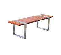 Panchina da giardino in acciaio inox, con schienale scoperto, per patio, balcone e terrazza, elegante, per il tempo libero, per giardini e spazi esterni (media)