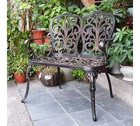 Panchina da giardino in alluminio pressofuso per esterni, comoda panca da parco a 2 posti con finitura antiruggine anticorrosione, elegante design intagliato per terrazza e cortile